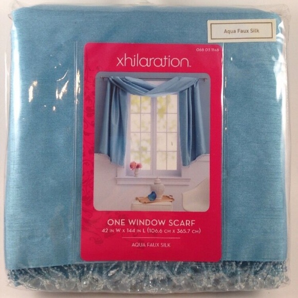 Xhilaration Aqua Blue Beaded Window Scarf Curtain - Picture 1 of 2